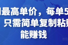 全网最高单价，每单50-100，只需简单复制粘贴就能赚钱