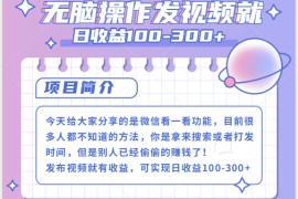 微信看一看+发视频就可以日收100-300+，无脑操作，人人可做